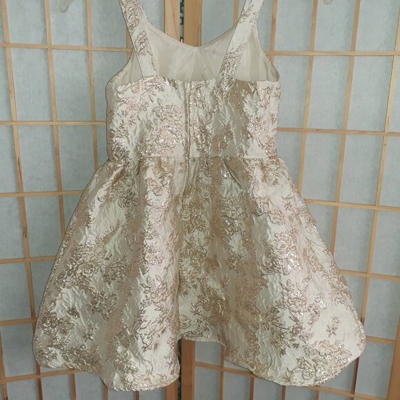 PINK & VIOLET DRESS IVORY/GOLD METALLIC RHINESTONE FLORAL HOLIDAY-GIRLS SIZE 7 - Picture 4 of 4